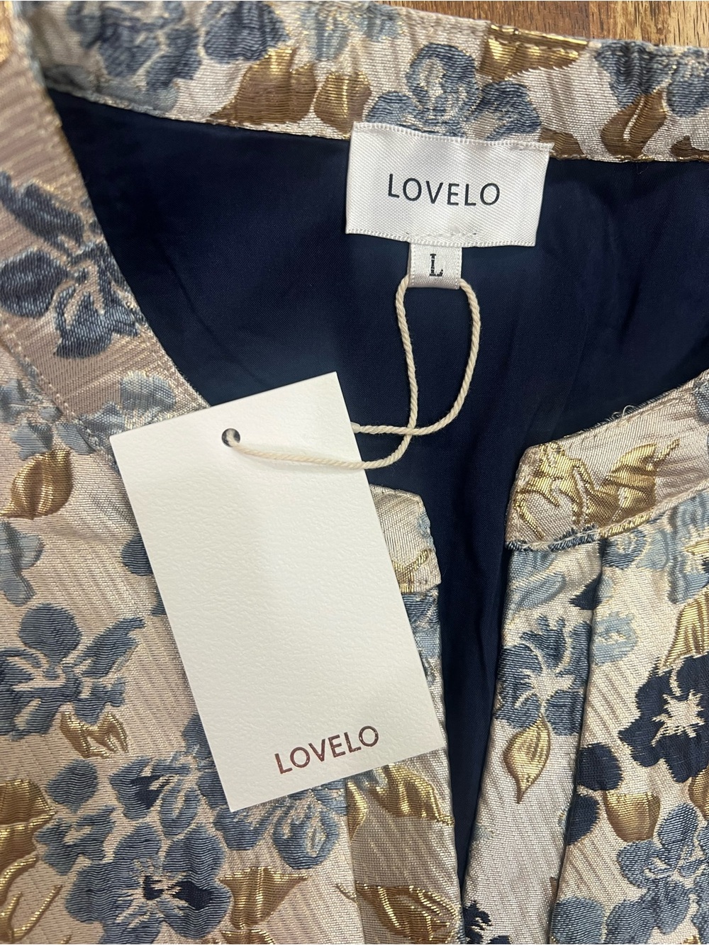Lovelo Cream Mini Dress with Blue Floral Print and Puff Sleeves - Picture 7 of 14